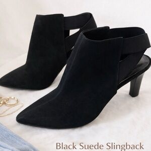 Tahari Black Suede Slingback Booties – Size 7M